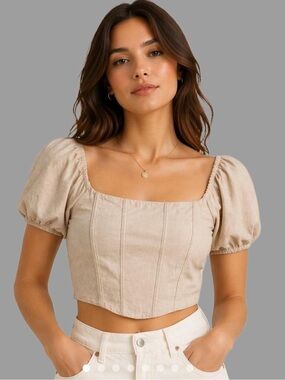 Kirious Los Angeles Crop Top In Taupe Small